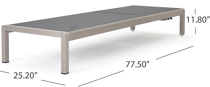 GDFStudio Bay Patio Furniture Outdoor Mesh Chaise Lounge (Dark Grey) (Qty of 2)