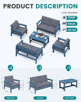 SERWALL HDPE Patio Furniture Set, 5 Piece All Weather Wood-Like Sectional Outdoor Furniture Set - Photo 2