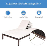 DORTALA 2-Person Patio Rattan Recliner Chair W/Wheels & Cushion - Photo 4
