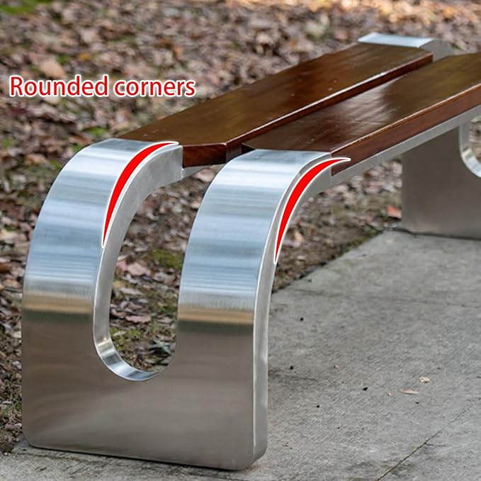 Outdoor Garden Bench, Curved Patio Park Bench, Backless Wooden Bench with Metal Frame, for Garden Backyard Porch Park Lawn Balcony Entryway