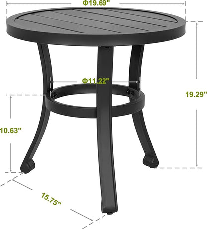 NUU GARDEN Metal Side Table, Weather Resistant 20" Patio Table, Outdoor Bistro Table, Outside End Table for Patio, Pool, Deck, Balcony, Porch, Outdoor or Indoor Use, Black