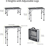 Anbte 2ft Folding Grill Table, Adjustable Height Max 27.5" Aluminum Camping Table, Heat-Resistant Tabletop, Lightweight - Photo 3