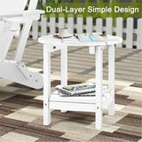 Adirondack Outdoor Side Tables, 2-Tier Round Outdoor Table, Weather Resistant HDPE Patio End Table for Garden, Lawn - Photo 3