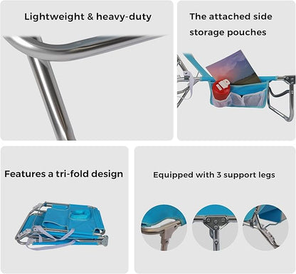 SUNNYFEEL Beach Lounge Chair, Aluminum Tanning Chair with Face Hole, Foldable Lounge Chair Outdoor, Sun Tanning Chair with Backpack Straps for Outdoor/Picnic/Lawn