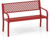 Tangkula 50 Inches Outdoor Garden Bench, Metal Patio Park Bench with Geometric Lattice Backrest - Photo 1
