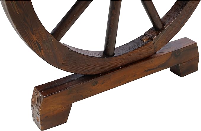 Outdoor Wood Bench, 2-Person Wooden Wagon Wheel Bench for Backyard, Patio, Porch, Garden, Outdoor Lounge Furniture with Rustic Country Design, Slatted Seat and Backrest, Brown (Brown)