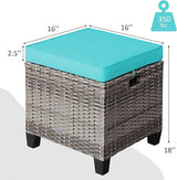 Tangkula 2 Pieces Patio Rattan Ottomans, Outdoor Wicker Footstool Footrest Seat with Soft Cushions and Steel Frame - Photo 3