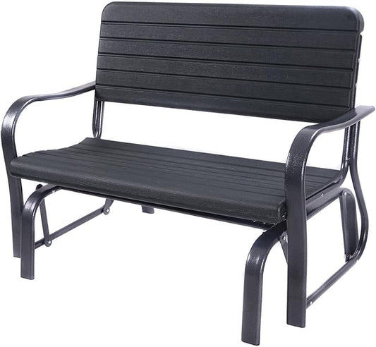 HAPPYGRILL Outdoor Swing Glider Bench, Patio Loveseat Chair with Steel Frame, Rocking Bench for Porch Deck Poolside Garden