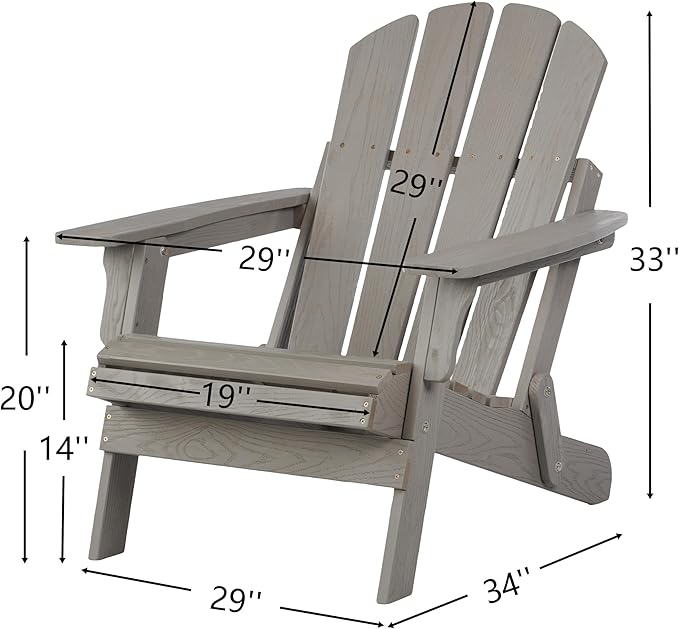 Oversize Embossed Wooden Outdoor Folding Adirondack Chair with Pre-Assembled BackRest & SeatBoard, Wood Patio Chair for Garden Backyard Porch Pool Deck Firepit