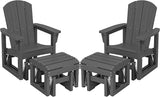 SERWALL Outdoor Glider Chair Set of 2 with Ottoman, HDPE Wood-Like Patio Glider Set All-Weather Porch Glider for Outside - Photo 1