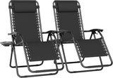 Set of 2 Adjustable Zero Gravity Lounge Chairs Outdoor Recliner w/Cup Holder Tray & Removable Pillows - Photo 8