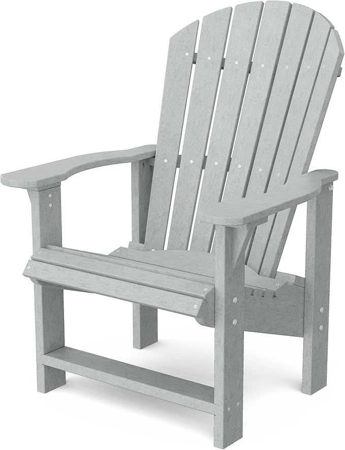 Wildridge Heritage Upright Adirondack Chair, Light Gray - Outdoor All-Weather Poly Furniture for Patio, Deck, Yard