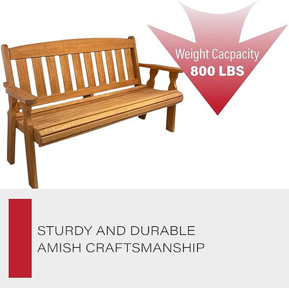 Amish Casual Outdoor Heavy Duty 800 LB Mission Pressure Treated Garden Bench(5 Foot, Cedar Stain)