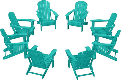 WestinTrends Malibu Malibu Outdoor Folding Poly Adirondack Chair (Set of 8), Turquoise