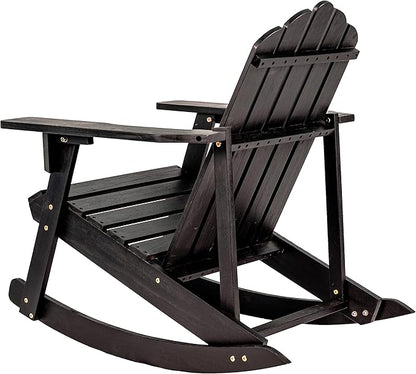 Eyely PTA1000D Harvey Outdoor Patio Classic Acacia Wood Adirondack Rocking Chair, Black for Bohemian, Classic, Country, Cottage, Farmhouse, Rustic