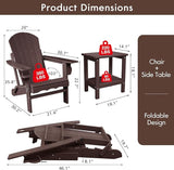 Folding Adirondack Chairs, HDPE Plastic Adirondack Chair with Side Table, Weather Resistant, Unfading, for Patio - Photo 2