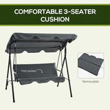 Outsunny 3-Seat Outdoor Patio Swing Chair with Removable Cushion, Steel Frame Stand and Adjustable Tilt Canopy for Patio - Photo 6