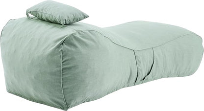 Merax Outdoor Bean Bag Chairs with Headrest, 71" L Large Lounger Chair for Adults Bean Bag Bed with Foam Filled for Patio Pool Balcony & Desk, Beige Fabric Outside Beanbag Chair, Mint