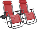 Kemon Zero Gravity Folding Lounge Outdoor Patio Adjustable Reclining Chair with Pillows and Cup Holders for Beach Set - Photo 1