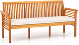 Tangkula 3-Seat Patio Acacia Wood Bench with Cushion - Photo 1