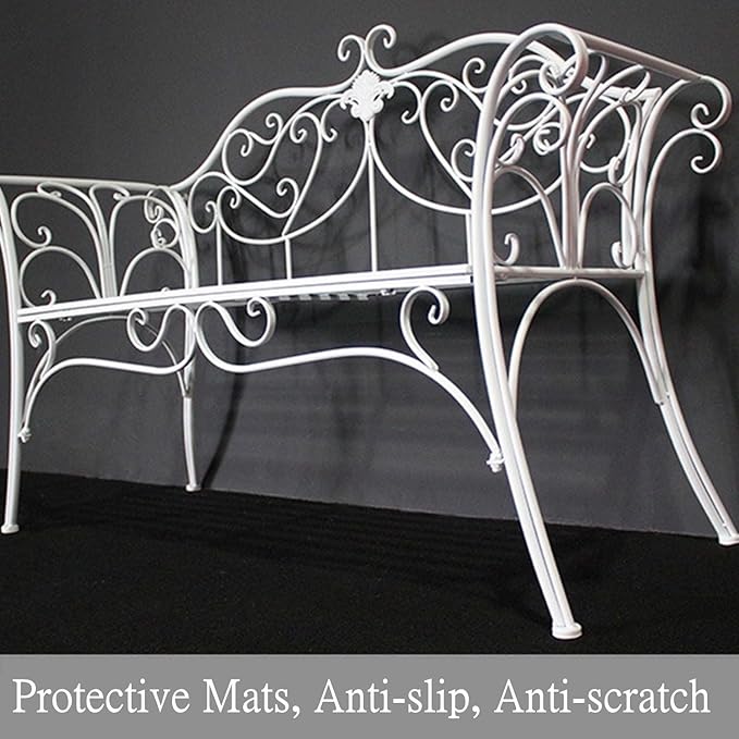 Retro Outdoor Bench Rustic Metal Garden Bench 2 People Outdoor Bench Garden Bench Front Porch Furniture Patio Lawn Yard Park, Indoor and Ourdoor Decor(White)