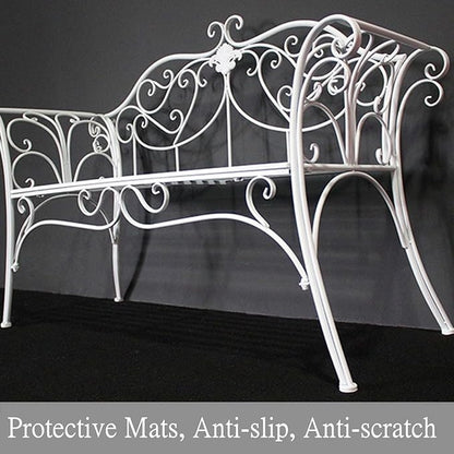 Retro Outdoor Bench Rustic Metal Garden Bench 2 People Outdoor Bench Garden Bench Front Porch Furniture Patio Lawn Yard Park, Indoor and Ourdoor Decor(White)