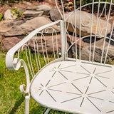 Zaer Ltd. Vintage Style Metal Patio Furniture with Heart Design Accents, Outdoor/Indoor Decor (Distressed White - Photo 3