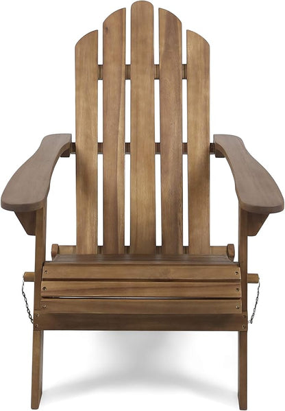 Christopher Knight Home Cara Outdoor Foldable Acacia Wood Adirondack Chair, Dark Brown Finish