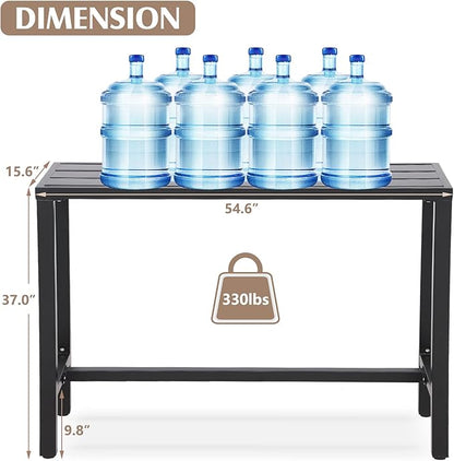 Outdoor Bar Table, Patio Counter Height Bar Table, 55" Rectangle Bar Tables for Patio, Garden, Yard, Balcony, Poolside (Black)