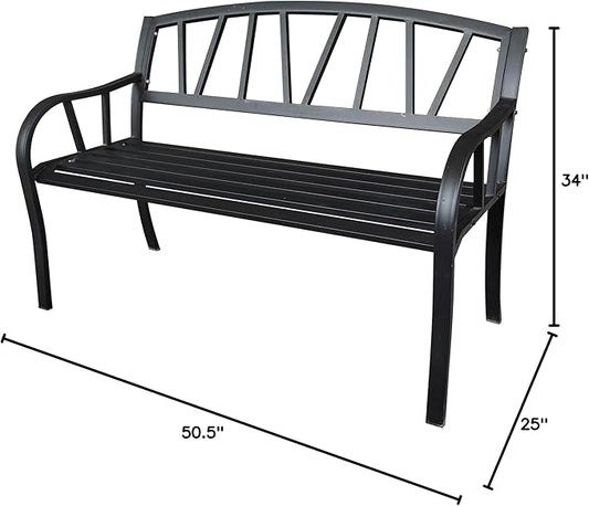Gardener Select® 4-Foot Contemporary Metal Outdoor Patio Garden Bench, Black