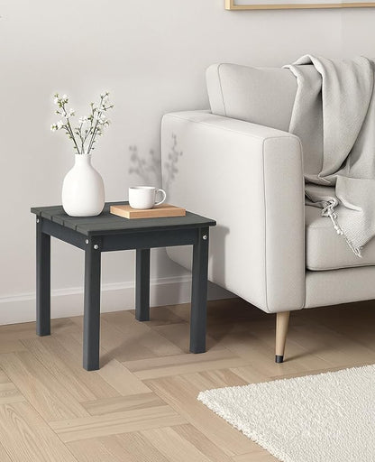 Outvita Adirondack Side Table, 18 Inch Square Outdoor End Table, HDPE Weather Resistant Coffee Table for Patio Balcony Deck Garden, Gray
