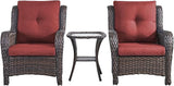 Rilyson Patio Bistro Set Outdoor Chairs - 3 Piece Wicker Rattan Patio Furniture Set with 2 Armrest Chair and 1 Side - Photo 1