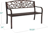 Best Choice Products Outdoor Bench Steel Garden Patio Porch Furniture for Lawn, Park, Deck w/Floral Design Backrest - Photo 3