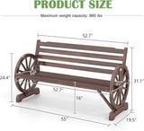 FIZZEEY Outdoor Bench - 52" Long Outside Garden Bench with Slatted Backrest & Wagon Wheel Armrests - Photo 3