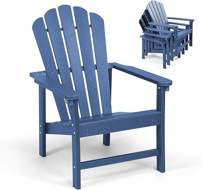 Stackable Adirondack Chair, Space Saving HDPE All-Weather Fire Pit Chairs for Outdoor Lawn Porch Deck