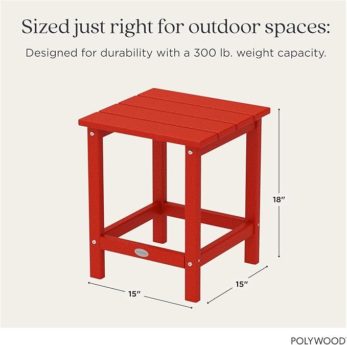 Polywood Long Island 18" Side Table, Sunset Red