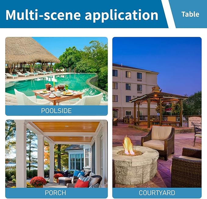 BSTOPHKL Outdoor Patio Table with Umbrella Hole, 32 inches Tempered Glass Top Square Patio Table,Conversation Coffee Table Metal Steel Frame All-Weather Furniture for Balcony, Backyard and Poolside