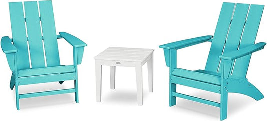 POLYWOOD® Modern Adirondack 3-Piece Set in Aruba/White