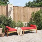 Brown and Red PE Rattan Patio Bench with Removable Cushion Covers - Photo 4