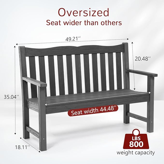 Stoog All-Weather Outdoor Bench & Chairs Set, 3-Piece Patio Furniture Set, Include 1 Garden Bench and 2 Garden Chairs, Never Rot or Fade, Grey