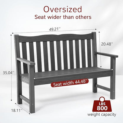 Stoog All-Weather Outdoor Bench & Chairs Set, 3-Piece Patio Furniture Set, Include 1 Garden Bench and 2 Garden Chairs, Never Rot or Fade, Grey