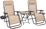 Homall 3 Pcs Zero Gravity Chair Patio Folding Recliner Outdoor Chaise Lounge Chairs Portable Reclining Chair Set with - Photo 1