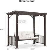 PURPLE LEAF 3-Seat Porch Swing with 12 Clear LED Lights Outdoor Metal Pergola Swing Hanging Cloud Swing Chair for - Photo 9