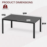 PIZZELLO Patio Dining Table for 6, 59" Rectangular Outdoor Patio Tables with Wood-Like HDPE Slat Top - Photo 3