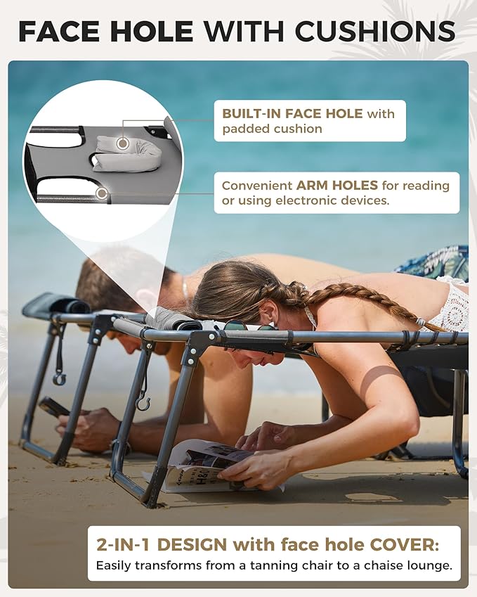 KingCamp 2 Pack Tanning Chair with Face Hole - Photo 3