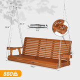 VINGLI XL Size Patio Wooden Porch Swing Outdoor with Cup Holders & Phone Slots - Photo 4