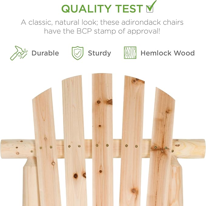 Best Choice Products Wooden Rocking Chair Outdoor Wood Rocker Adirondack Lounger Accent Furniture for Yard, Patio, Garden w/Natural Finish