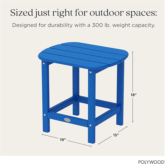 POLYWOOD SBT18PB South Beach 18" Outdoor Side Table, Pacific Blue