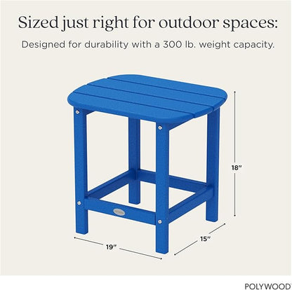 POLYWOOD SBT18PB South Beach 18" Outdoor Side Table, Pacific Blue