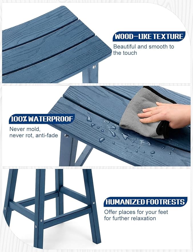 3 Piece Outdoor Bar Set, 42" Rectangular Pub Height High Top Bar Table & 2 Outdoor Bar Stools for Patio, Garden - Photo 8